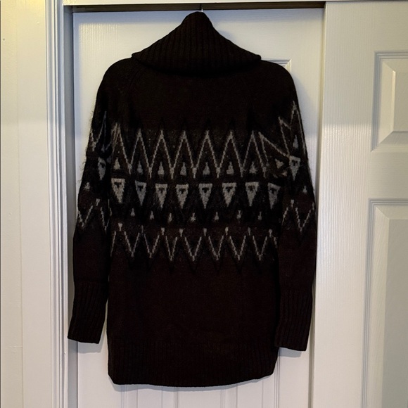 NWT Banana Republic Chocolate Brown and Gray Fair Isle Cowl Neck Sweater - Picture 6 of 6
